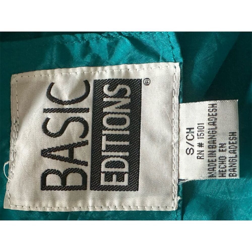 Basic Editions Women's Teal Hooded Windbreaker Jacket Size S Vintage - Picture 4 of 6